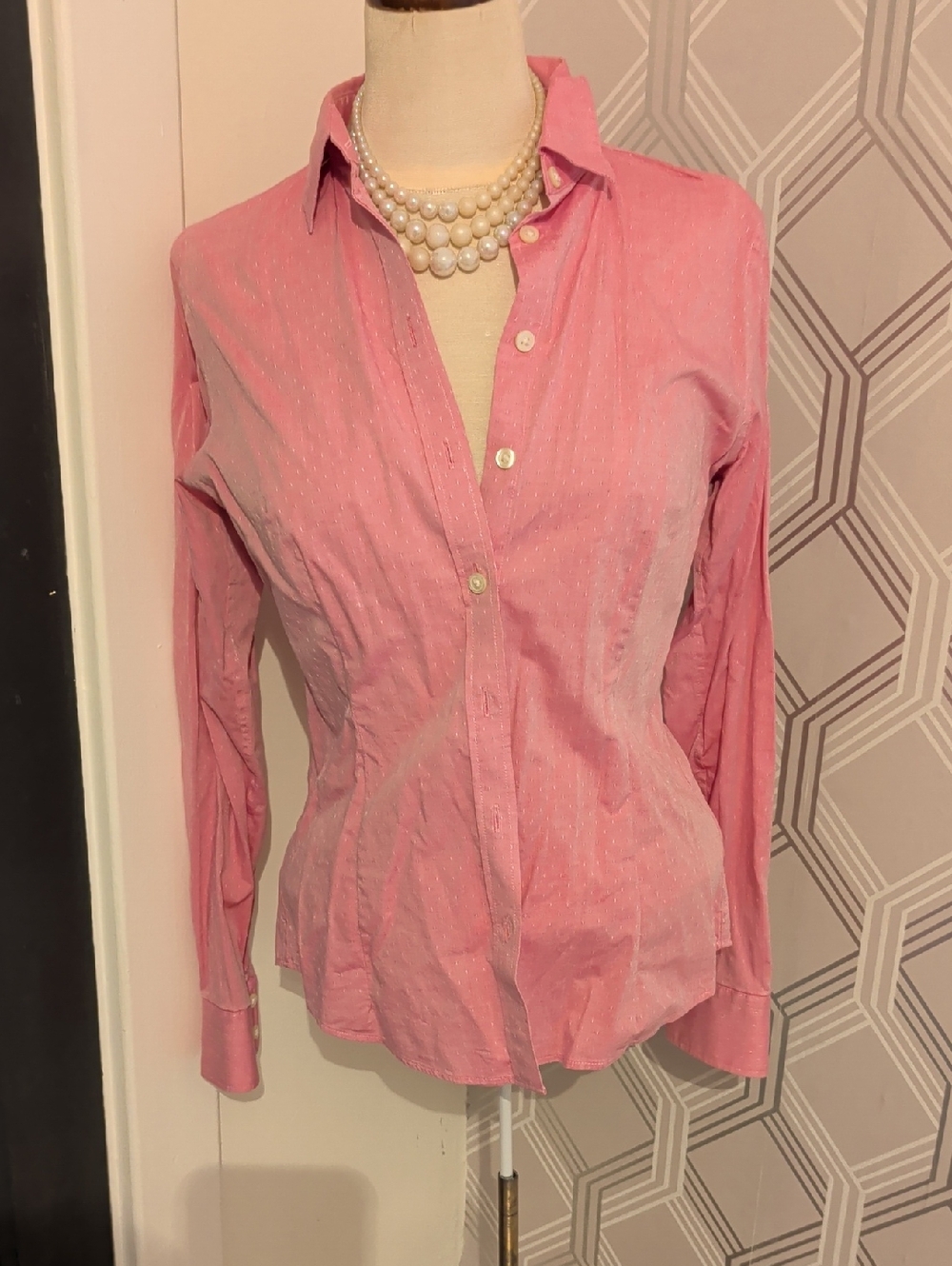 Banana Republic Pink Button-Down Shirt with Subtle Sheen